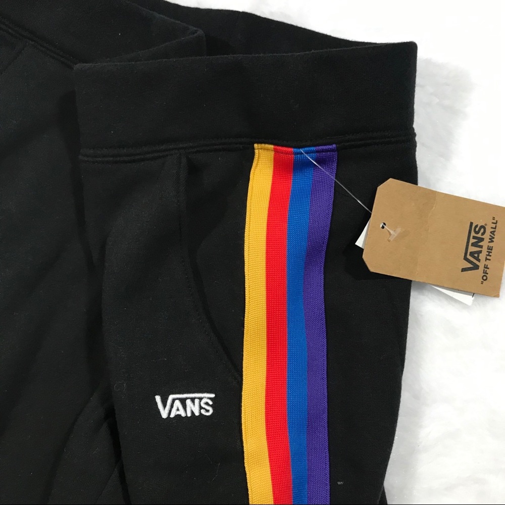 NWT VANS Rainee rainbow crop pants black stripe Sm - Picture 7 of 8